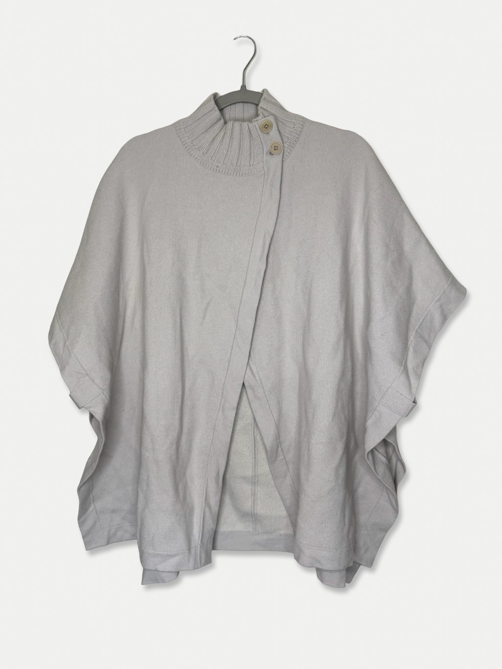 Theory Paloma Wool Blend Cape Poncho Cardigan Sweater M/L Gray Button Neck
